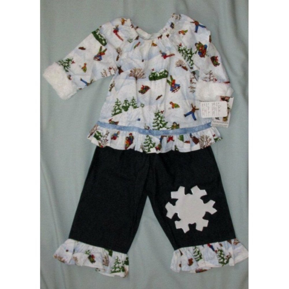NWT $74 Carolina Kids 3 3T Faux Fur Winter Jeans Outfit Set Christmas Holiday